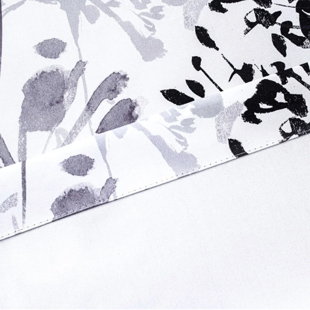 Luxury Home | Chic Black, White & Grey Acacia Floral Blossom Window Valence